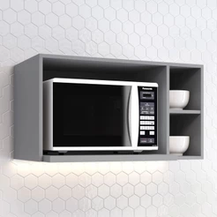Armário Aéreo Cozinha Essência para Micro-Ondas 100% Mdf Cinza - Henn