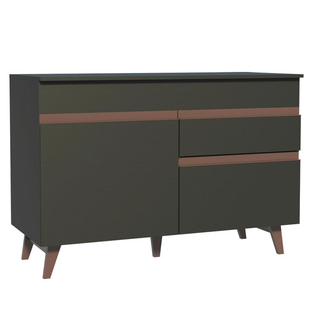 Balcão Armário de Cozinha Gabinete de Pia 2 Portas e 1 Gaveta Preto Reims Madesa - Home & Living