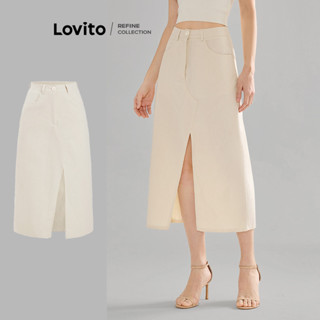 (Lovito Refine) Saia Casual Simples Dividida para Mulheres L119ED109 em Oferta na Shopee