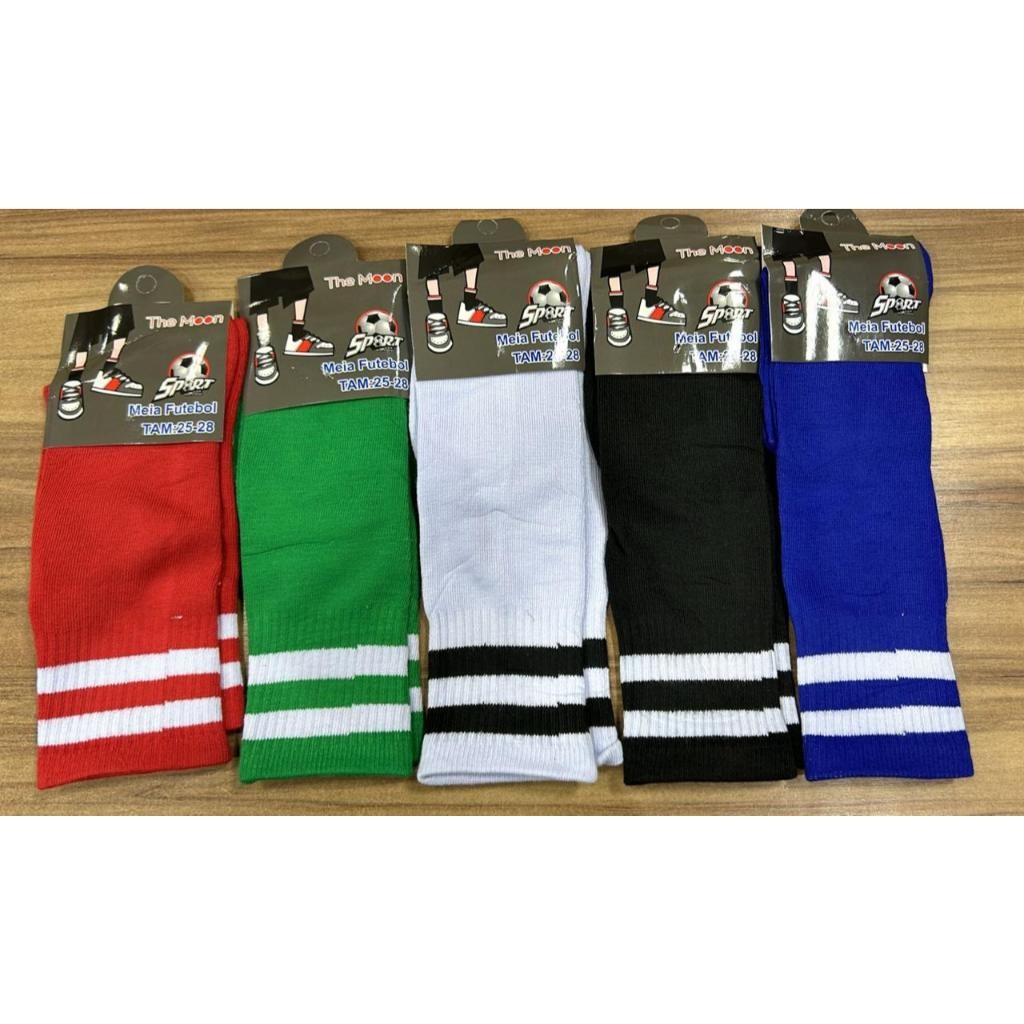 kit 02, 3 ou 4 pares de Meião futebol juvenil em Algodão || MEIÃO INFANTIL DO 25 ao 28 em Oferta na Shopee