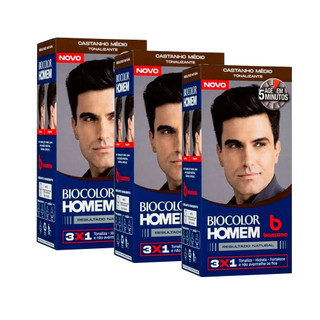 Kit Tonalizante Biocolor Homem Castanho Médio - 3 Unidades em Oferta na Shopee