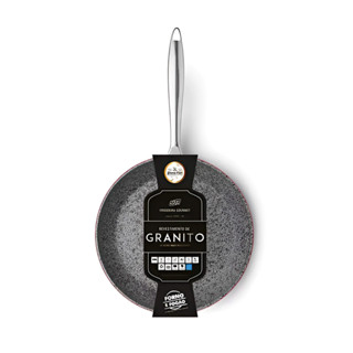 Frigideira Wok Teflon Granito Stone-flon Antiaderente Alumínio Forjado Cor Preto N.24 1,8L 24cm MTA em Oferta na Shopee
