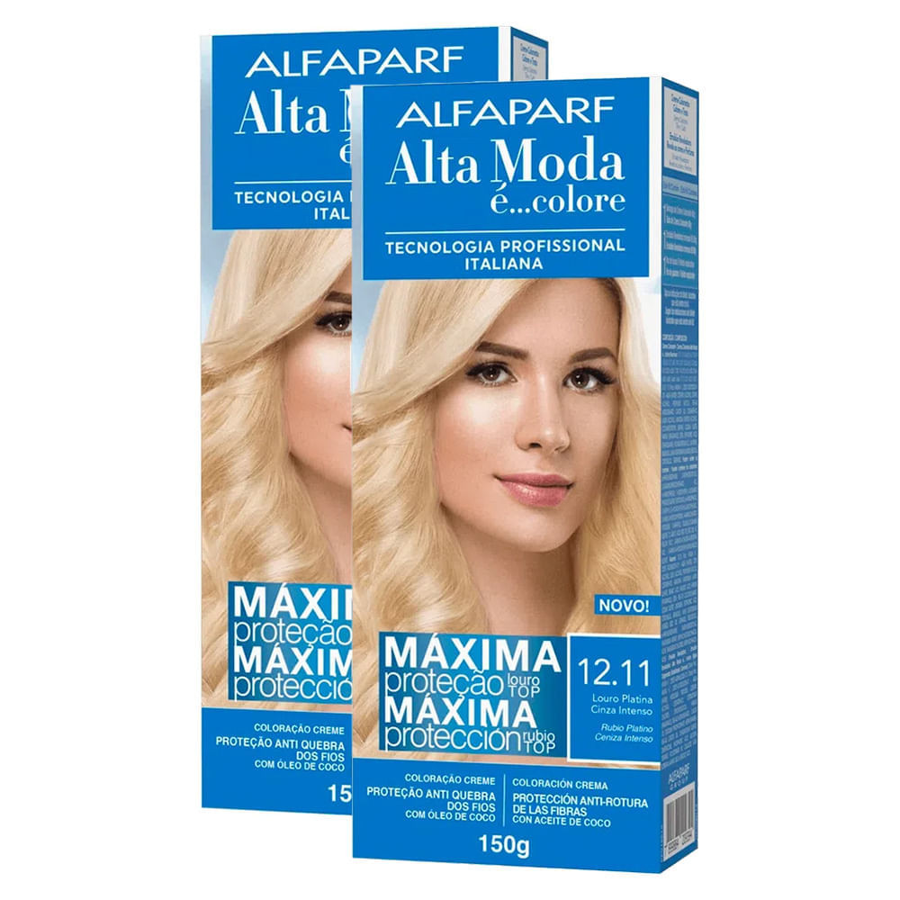 Kit 2X Tintura Creme Alta Moda Alfaparf Louro Platina Cinza Intenso 12.11 em Oferta na Shopee