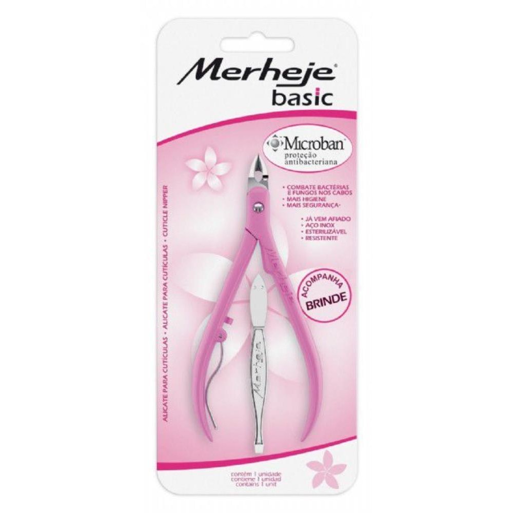 ALICATE DE CUTÍCULA + PINÇA MERHEJE BASIC ROSA em Oferta na Shopee