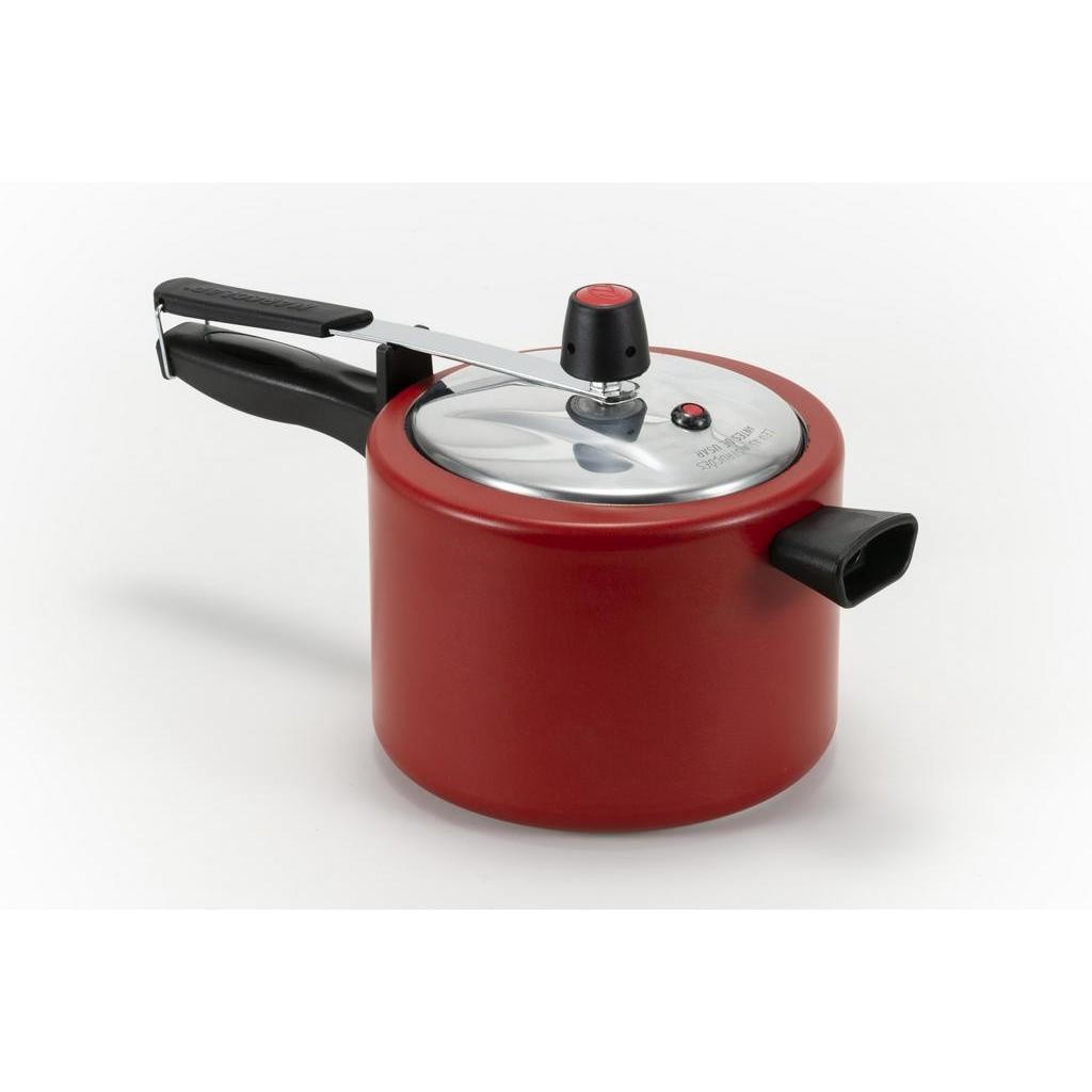 Panela de Pressão 4,5L Vermelha Alumínio Antiaderente Média Resistente e Segura Segurança INMETRO