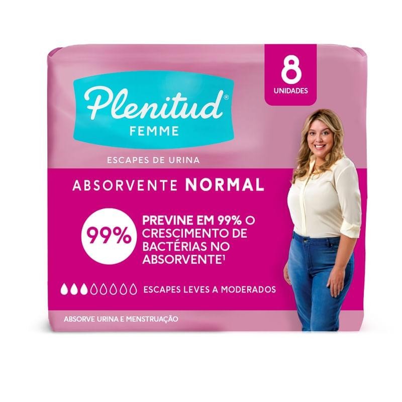 Absorvente Normal Plenitud Femme C/Abas 8 Unidades em Oferta na Shopee