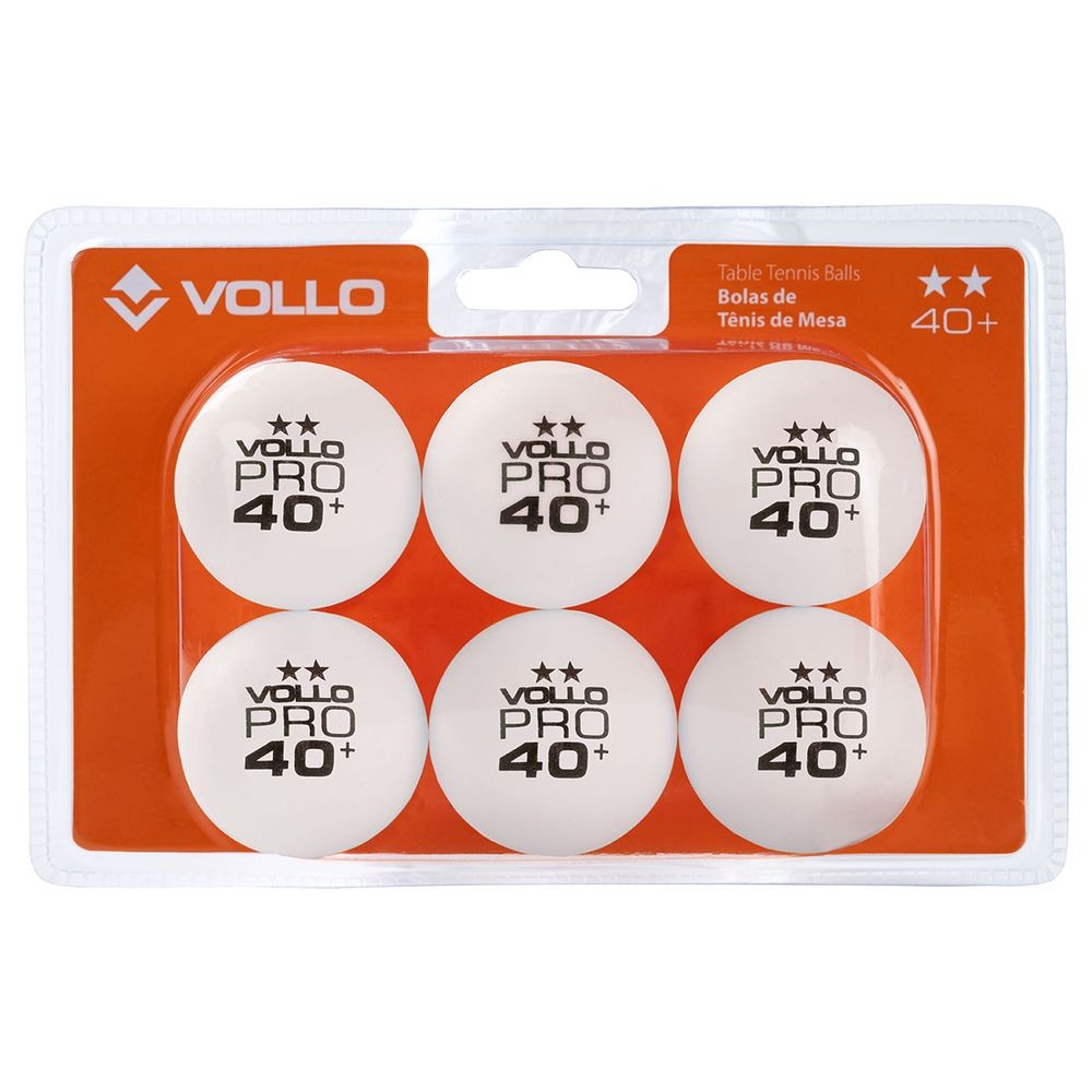 Bola de Tênis de Mesa Ping-Pong Branca 2 Estrelas 6 Unidades Vollo - Sports & Outdoors