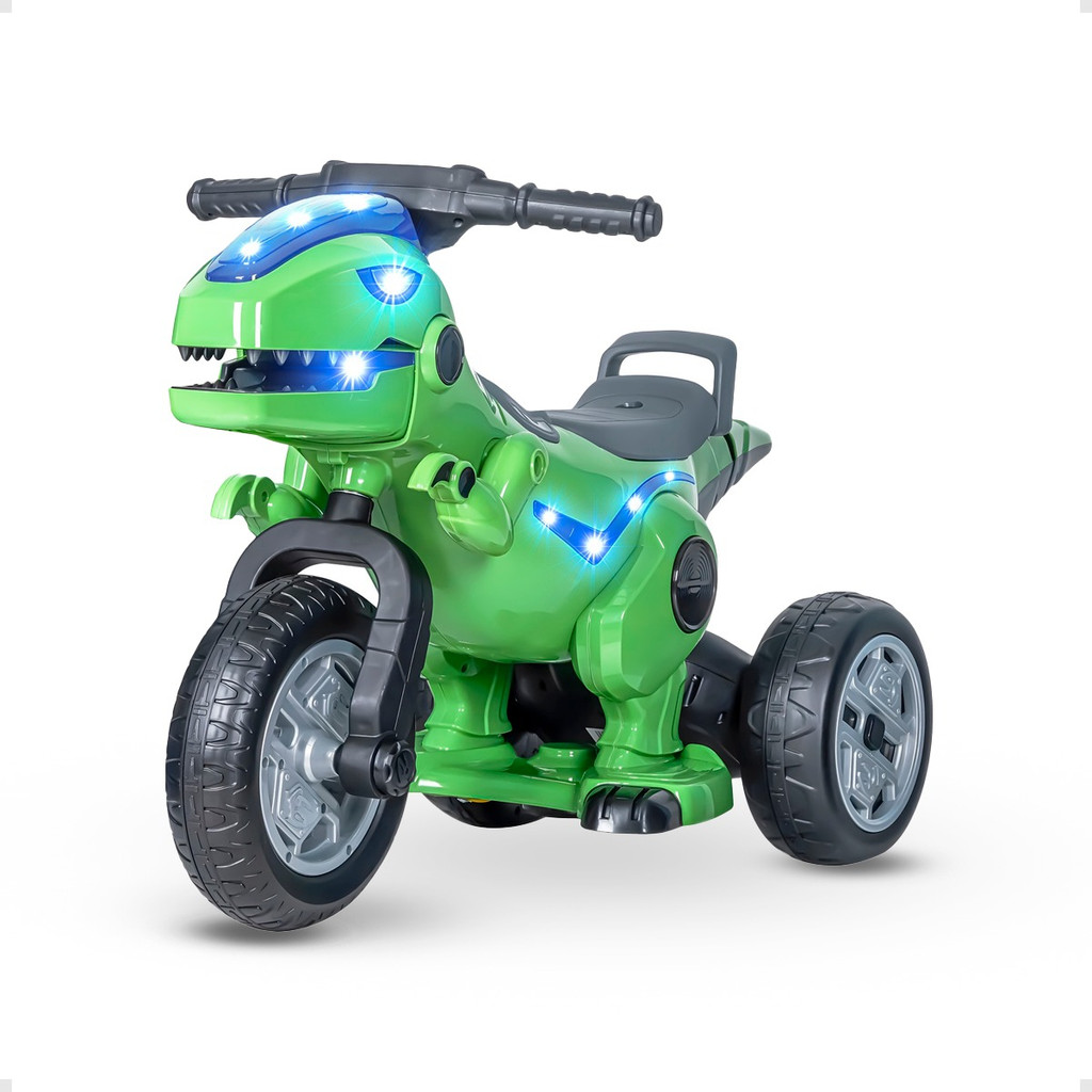 Triciclo Dinossauro Infantil Radical Até 30kg Com Som Luz Som Moto Elétrica Super Dino 12v...