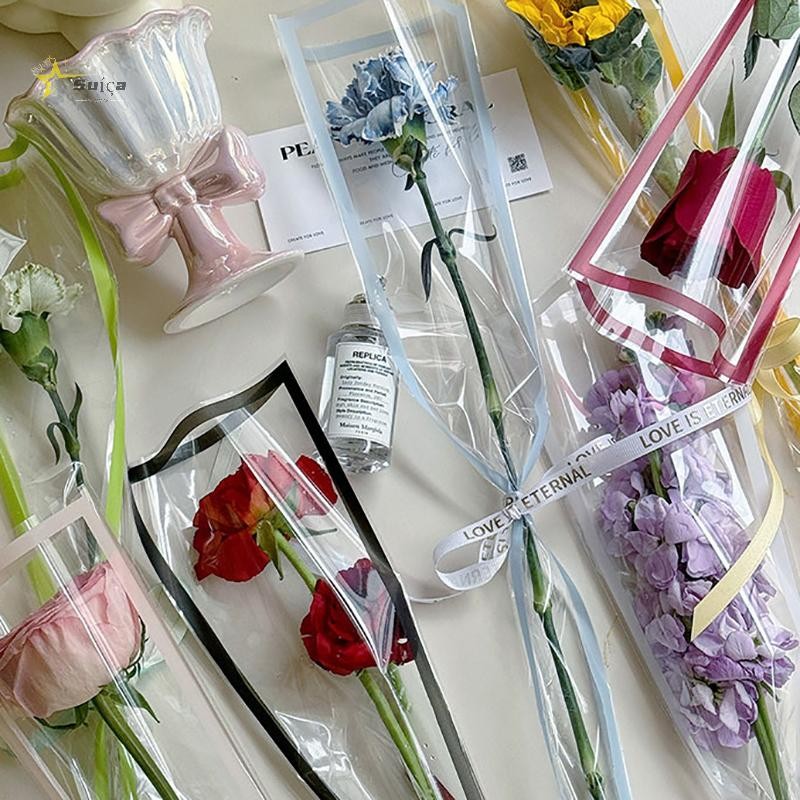 Awhrtwb 50 Peças Papel De Embrulho De Flores De Buquê Único Transparente Celofane Saco De Embalagem De Presente Festa De em Oferta na Shopee