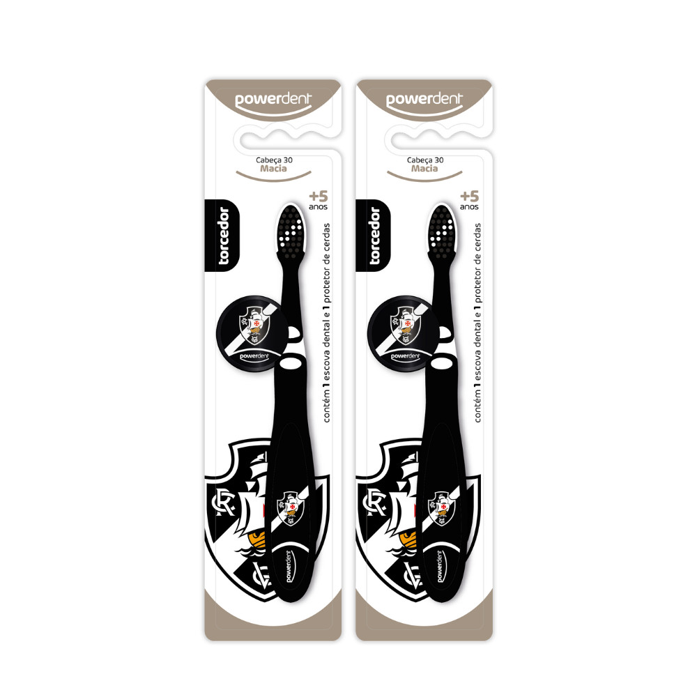 Kit 2 Escova de Dentes Time de Futebol Vasco Powerdent Infantil