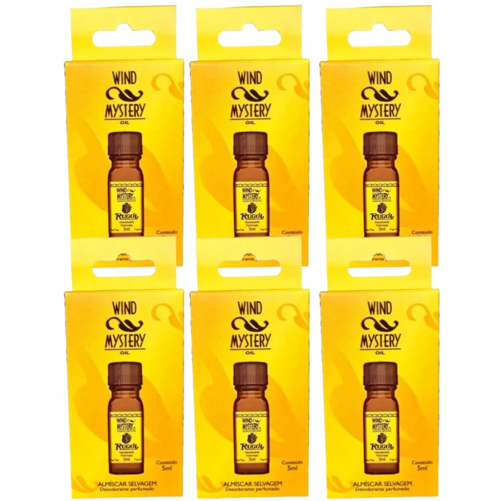 Kit 6 Desodorante Wind Mystery Oil Almíscar Selvagem 5Ml - Rugól