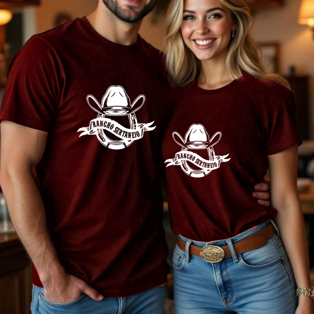 CAMISETAS DE QUALIDADE RANCHO SERTANEJO CASAL COUNTRY SERTANEJO COWGILR COWBOY ESTILO FAZENDEIRO