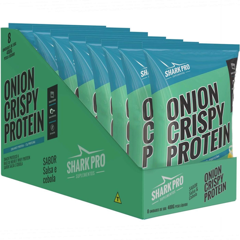 Crispy Protein Salgadinho Proteico (8 un. de 50g) Shark Pro em Oferta na Shopee