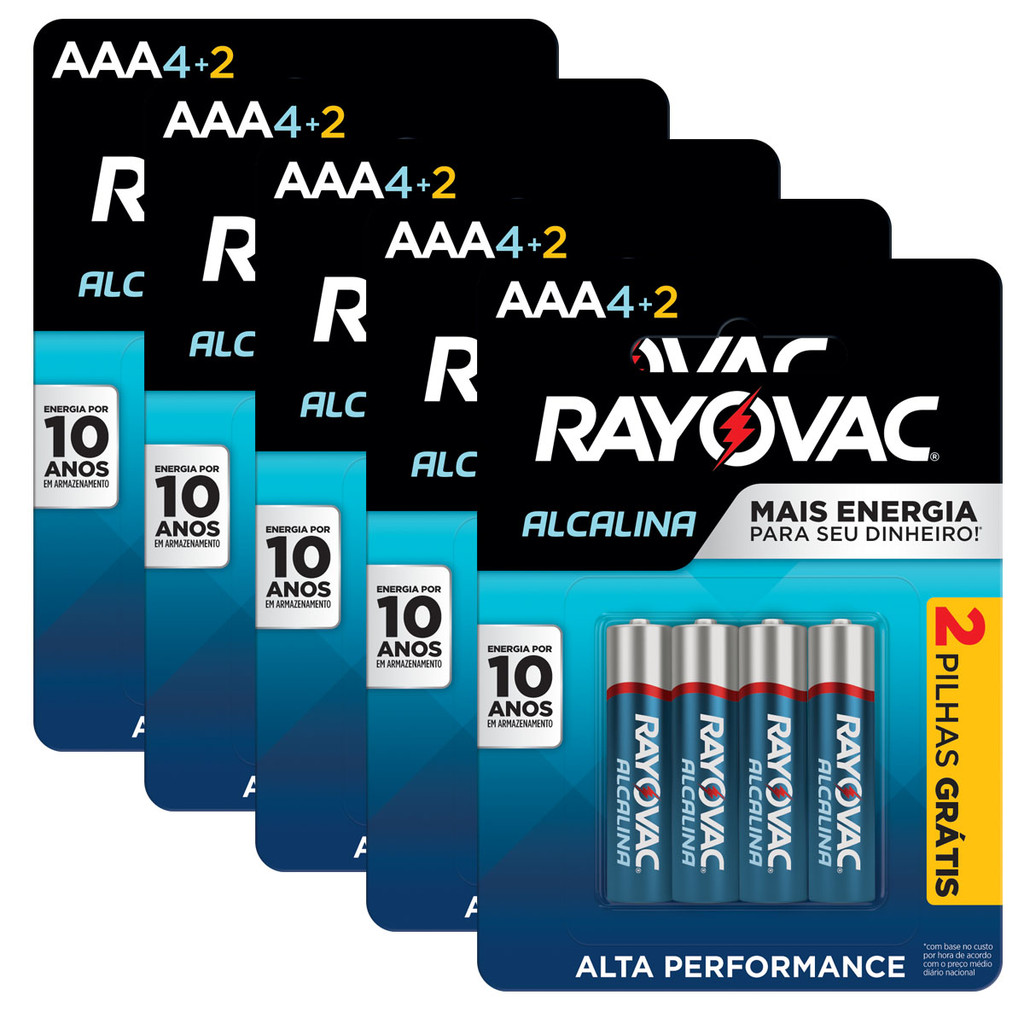 Pilha Alcalina AAA Rayovac Bateria 3A Palito kit 30 unidades