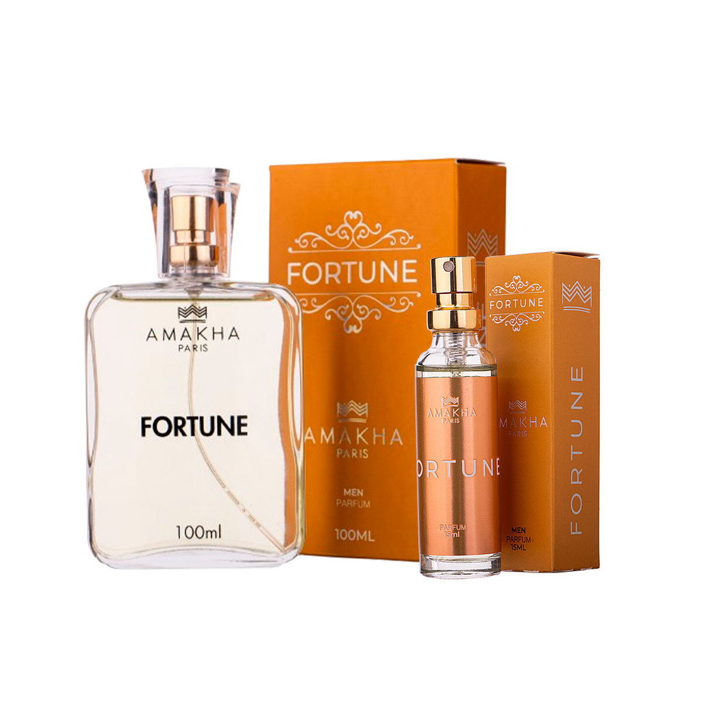 Kit Perfumado Masculino Fortune: Perfume 15ml + 100ml | Amakha Paris em Oferta na Shopee
