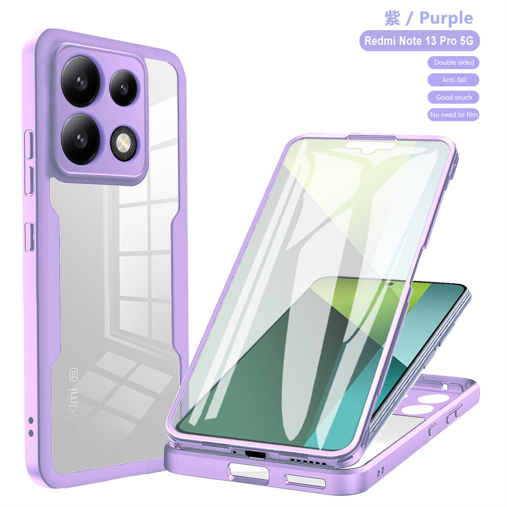YBD 360 ° Capa Protetora Dupla Face Para Telefone Redmi Nota 13 Pro Plus + Xiaomi POCO M6 X6 5G Ultra Fina De Silicone Proteção Frontal E Traseira