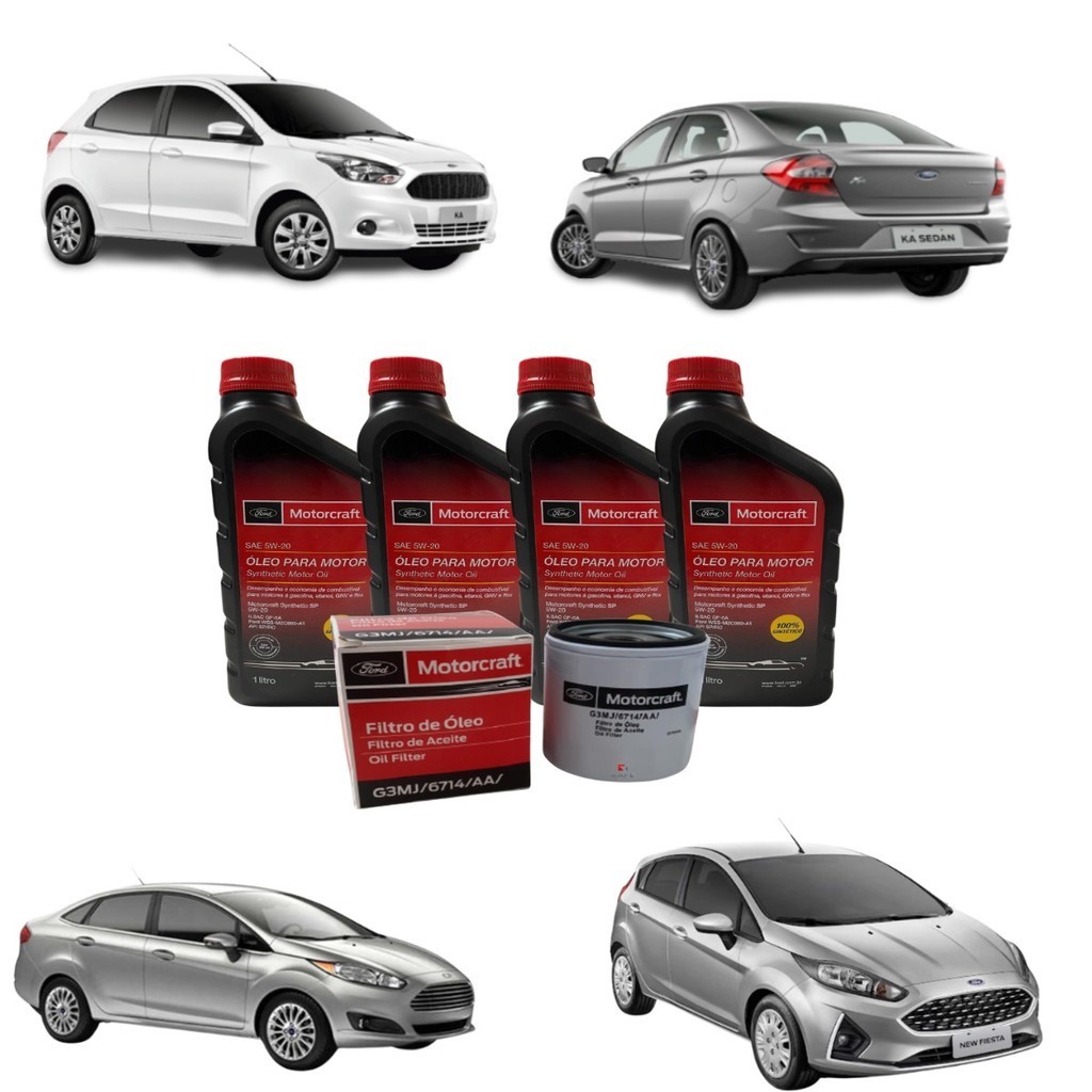 Kit Filtro de  Óleo Blindado E Óleo Motor 5w20 PARA O FORD Ka E New Fiesta