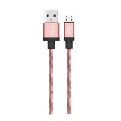 Cabo Micro USB, Sincronização e Recarga 12W 2.4A, Aço Inox, 1 metro, Rose Gold, INX510RG, ELG