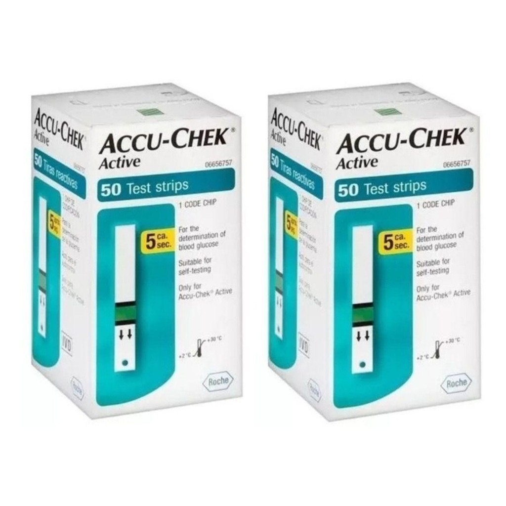 Kit 2x Tiras Accu Chek Active com 50 unidades - Roche