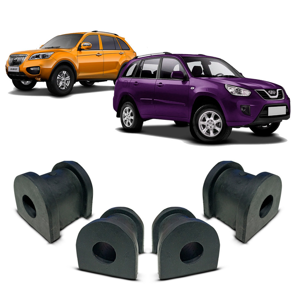 Kit 4 Borracha Estabilizadora Bucha Barra Suspensão Dianteira Traseira Chery Tiggo Lifan X60