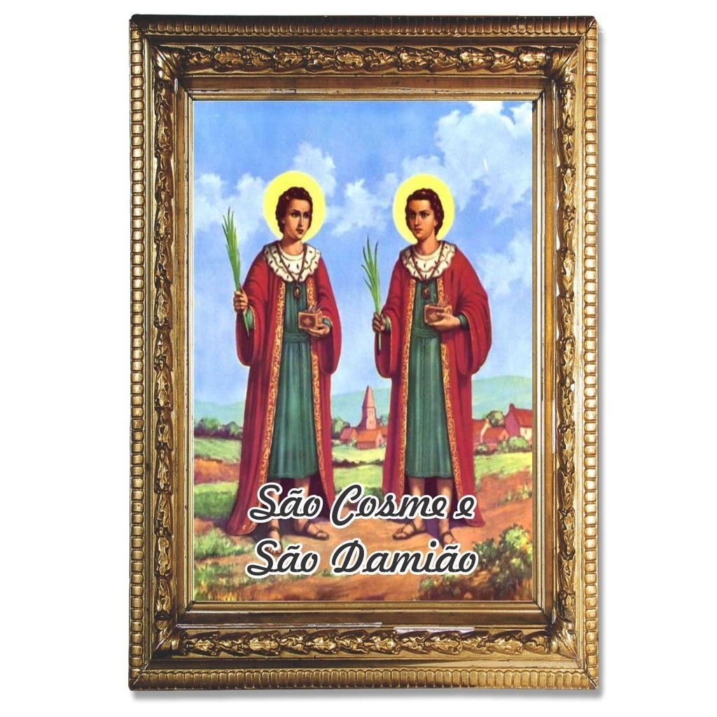 Santinho São Cosme e São Damião 100 un com oração no verso