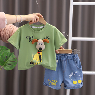 Roupas Infantis Algodão Infantil Meninos De Verão Desenho Animado Cão Camiseta Esportiva Calções 2Pcs/set Fatos De Treino 1 2 3 4 5 Anos em Oferta na Shopee