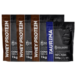 Kit: Whey Protein Concentrado 3kg + Taurina 250g Soldiers Nutrition Proteína Muscular