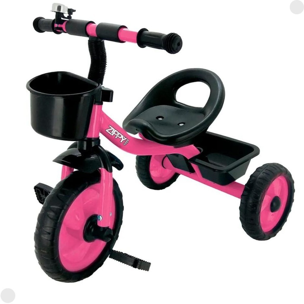 Triciclo Infantil Rosa C/duas Cestinhas Até 25 Kg 7628 - Zippy Toys em Oferta na Shopee