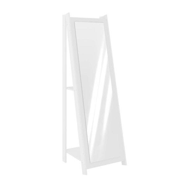 Espelho de Chão com 2 Prateleiras Retrô 161x50cm Movelbento Branco