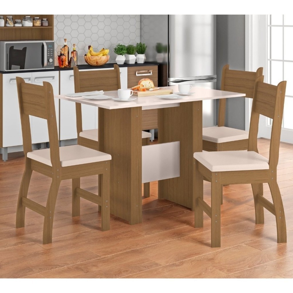 Conjunto Sala de Jantar Retangular Mesa Milano 108cm com 4 Cadeiras - Home & Living