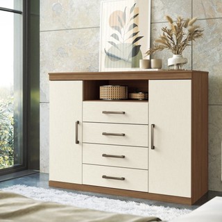 Cômoda para Quarto 2 Portas 4 Gavetas 1 Nicho Master Jatoba/Areia em Oferta na Shopee