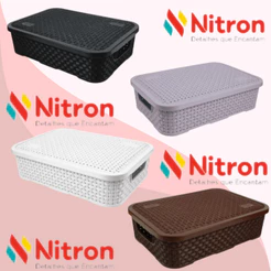 Caixa Organizadora Baixa Rattan Média c/ Tampa - Nitron