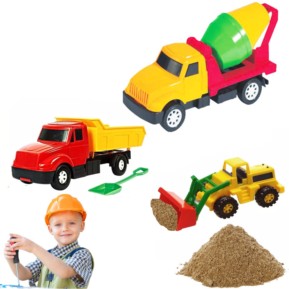 Kit Caminhao Betoneira Trator Caminhao Com Pa Carregadeira Basculante Construcao Civil Brinquedo Infantil