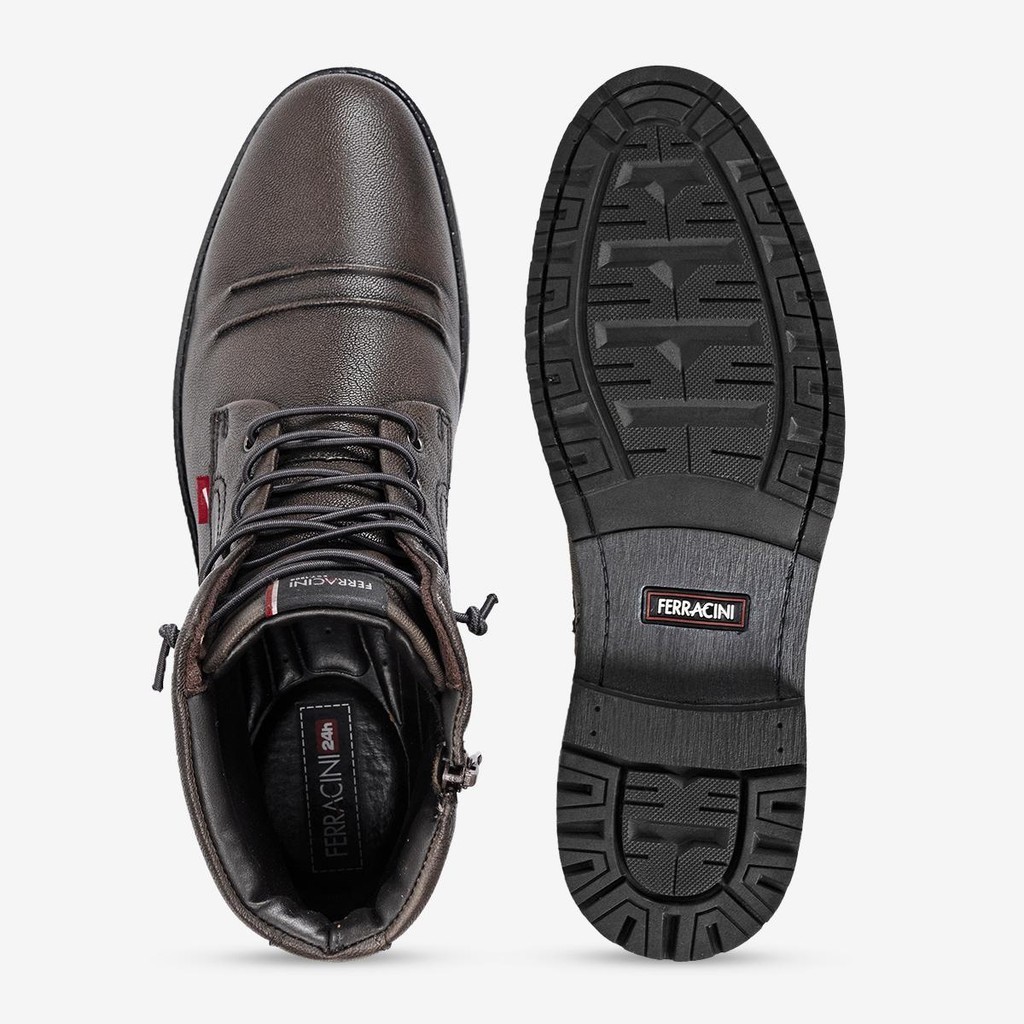 Bota Masculina Casual Couro Legítimo Ferracini Bagda Fechamento Elástico Preto 9622-665D · foto 2