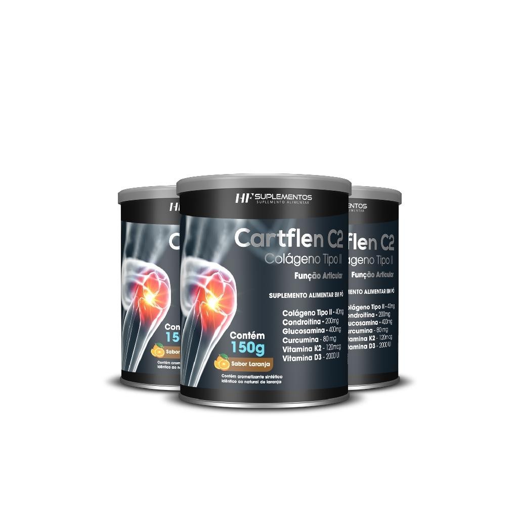 3X CARTFLEN C2 COLÁGENO TIPO II LARANJA HF SUPLEMENTOS