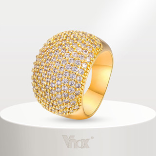 Vnox Fashion Punk Hip Hop Women's Ring , Conjunto 18K Com Revestimento De Ouro Anel Cubic Zircon Presente De Casamento Para Namorada E Esposa em Oferta na Shopee