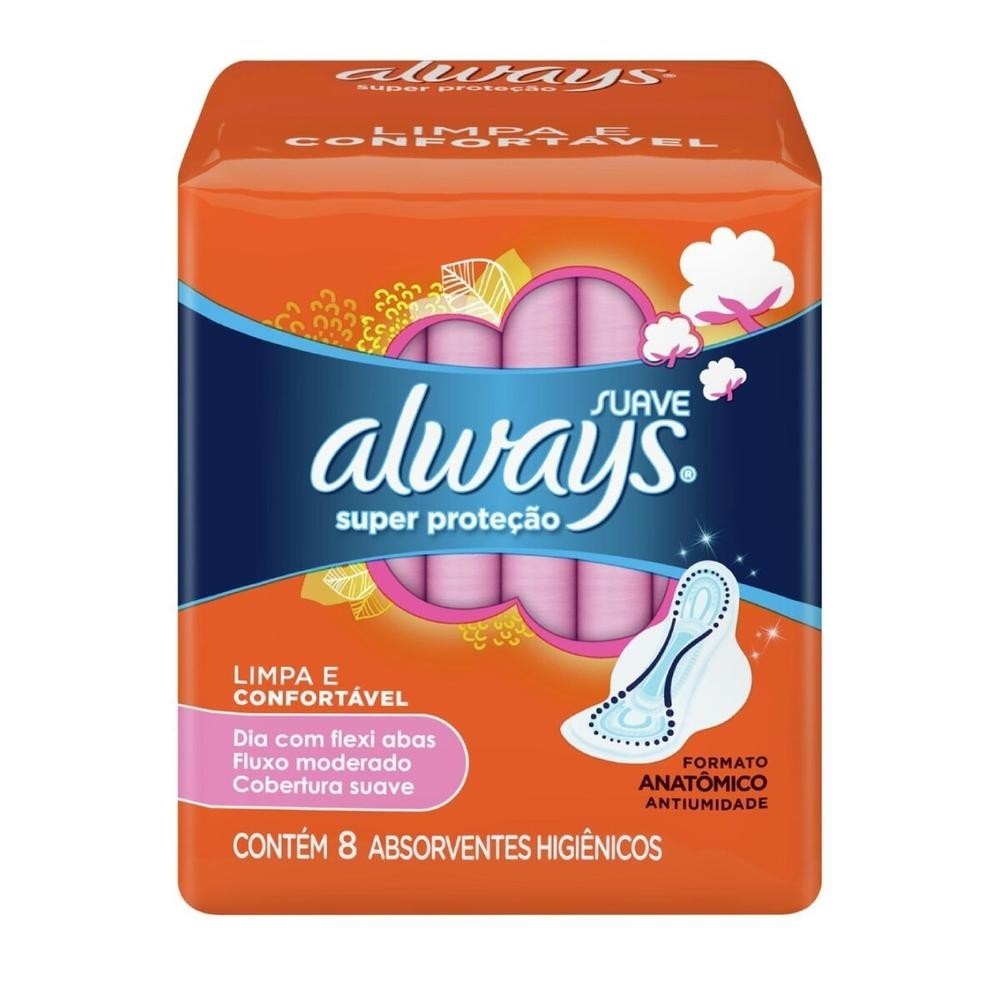 Absorvente Always Super Protecao Suave com Abas 8 Unidades - Health