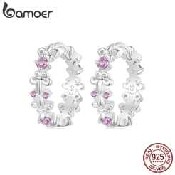 Brincos Bamoer 925 Sterling Sliver Hoop Desenho De Íris Jóias Presentes Para Mulheres