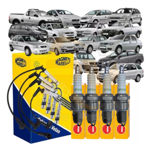Kit 4 Vela Ngk + 4 Cabos Marelli Doblo Meriva Punto Siena Stilo Cobalt Corsa Meriva Montana Spin 1.8