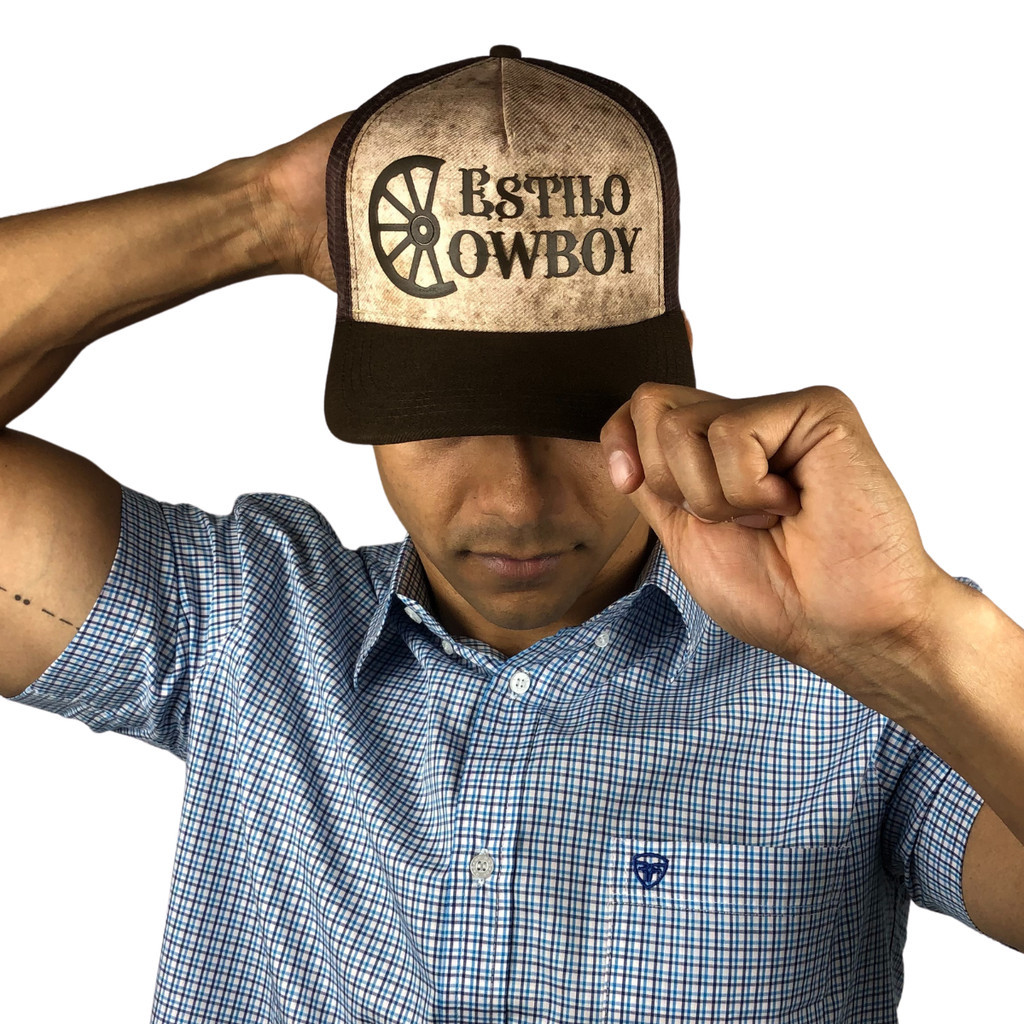 Boné Estilo Cowboy marrom café telinha rodeio caipira sertanejo vaquejada cavalgada dia a dia fazenda sitio