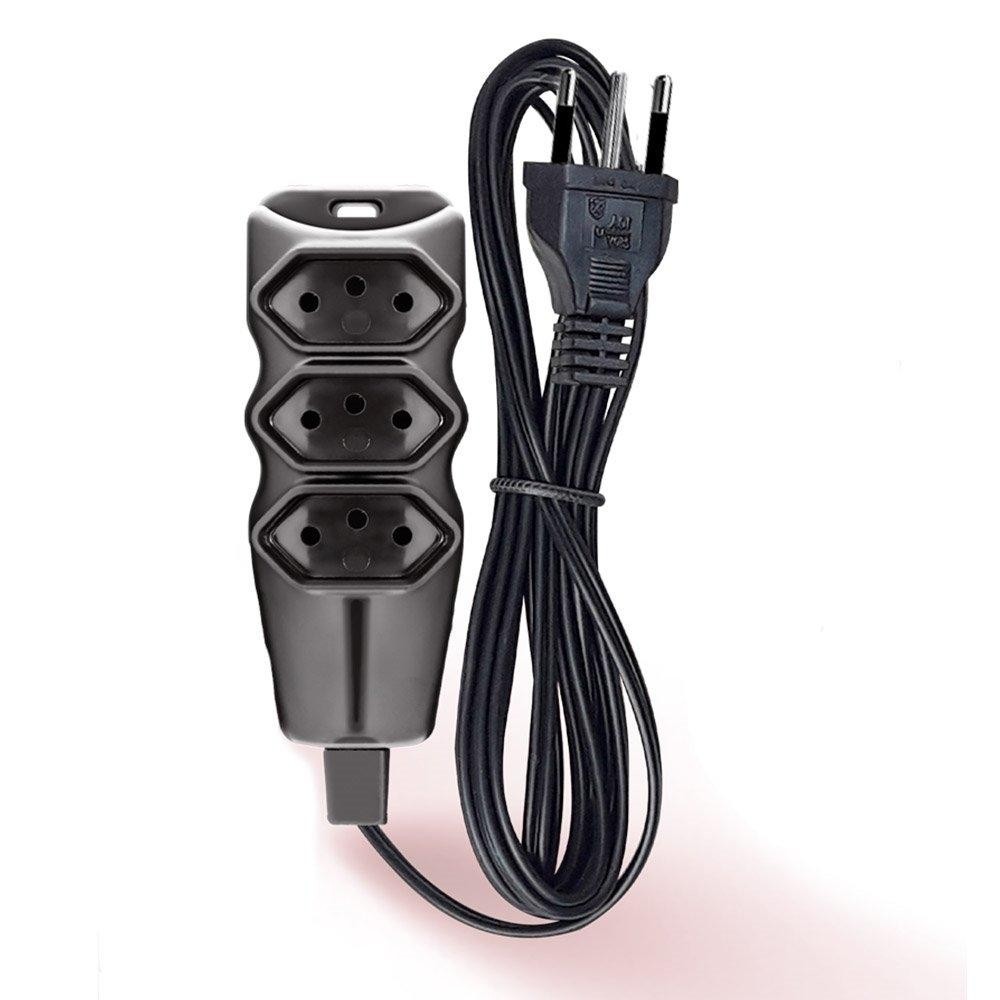 Extensão Pratik Cabo PP 2P+T 3X0,75mm 3 Tomadas 3m Preto em Oferta na Shopee