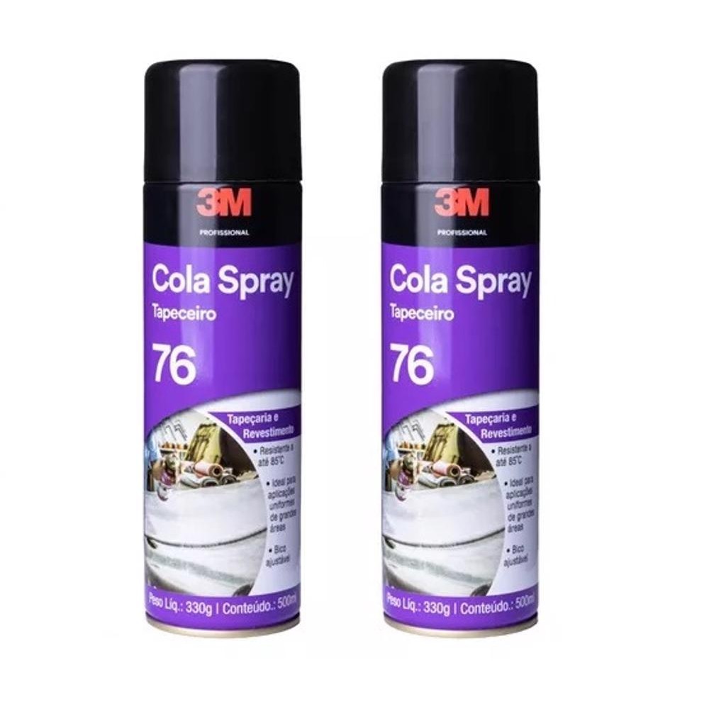 Kit 2 Cola Adesivo Spray 76 Tapeceiro Tecido Couro 3m 330g