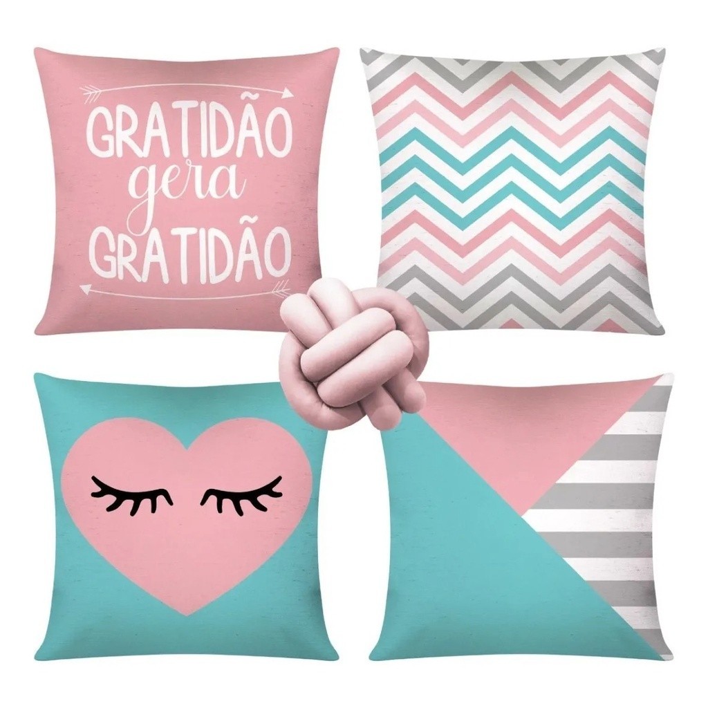Kit 4 capas de almofadas decorativas + no