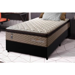 Conjunto Cama Box Espuma Atlanta Bege Solteiro 96x203x62