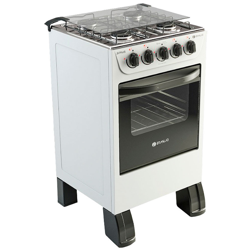 Fogão New Sirius 4 Bocas Manual Mesa em Inox Forno Easy Clean Braslar em Oferta na Shopee
