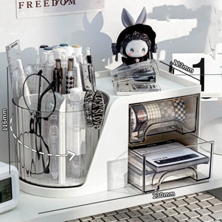 Organizador de Mesa Porta Caneta Com 2 Gaveta e Giratorio em Oferta na Shopee