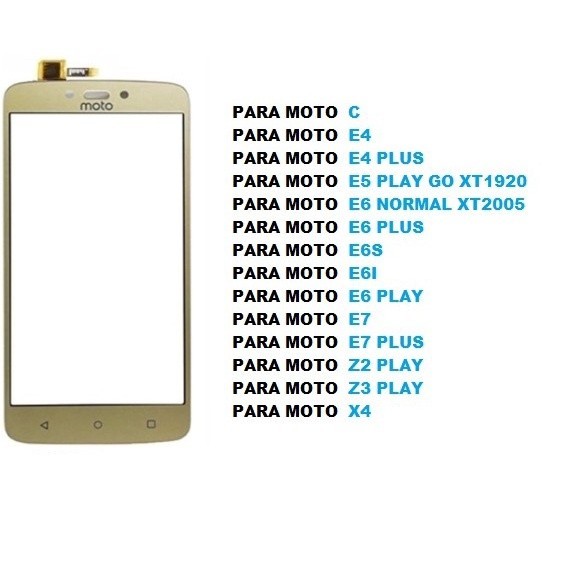 Tela Vidro Com Touch Frontal Sem Display Moto C Plus / E4  / E5 Play / E6 Plus / E61 / E7 Plus Z2 Play Z3 X4......... Novo