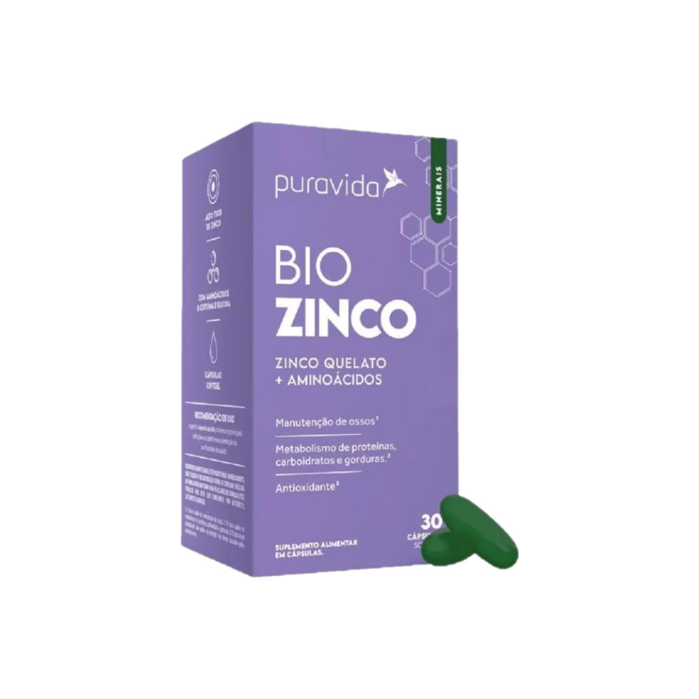 Suplemento  Bio Zinco Quelato + Aminoácidos - PuraVida