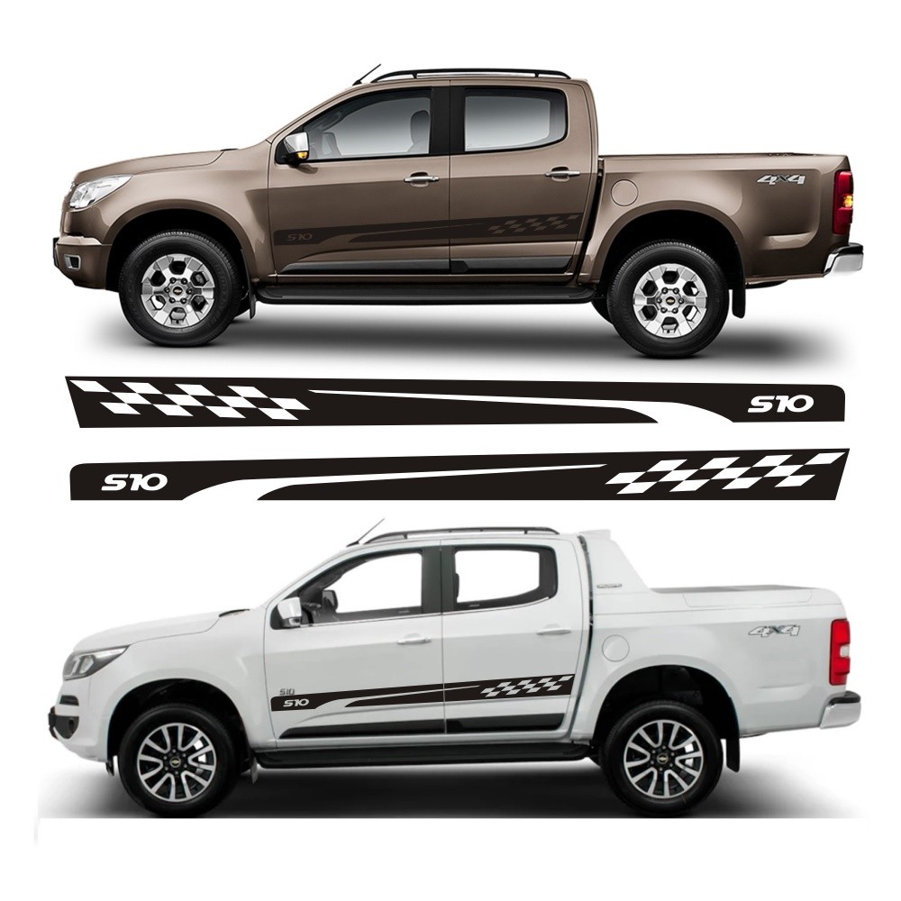 Adesivo Lateral Para Chevrolet Nova S10 Faixa Colante Sq1 Cabine Dupla Picape Pick-Up Fita Adesiva