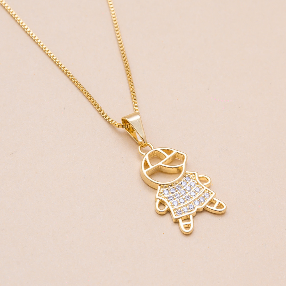 Colar Menino Zircônia com Banho em Ouro 18k em Oferta na Shopee